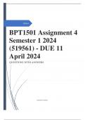 BPT1501 Assignment 4 Semester 1 2024 (519561) - DUE 11 April 2024