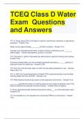 TCEQ Class D Water Exam Questions and Answers