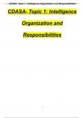 CDASA- Topic 1: Intelligence Organization and Responsibilities (The Certified Defense All-Source Analysis (CDASA) professional certification program) with Complete Solutions