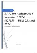 BPT1501 Assignment 5 Semester 1 2024 (519561) - DUE 11 April 2024