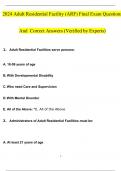 2024 Adult Residential Facility (ARF) Final Exam Questions and Answers (Verified Answers)