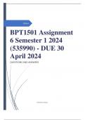 BPT1501 Assignment 6 Semester 1 2024 (535990) - DUE 30 April 2024