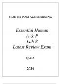 BIOD 151 PORTAGE LEARNING ESSENTIAL HUMAN A & P LAB 8 LATEST REVIEW EXAM Q & A 2024.