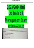  Hesi Leadership & Management Exam Version 1 & 2 (V1-V2)