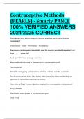 BEST ANSWERS Contraceptive Methods (PEARLS) - Smarty PANCE 100% VERIFIED ANSWERS  2024/2025 CORRECT