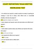 court reporters texas written knowledge test (CSR EXAM) Latest Update Questions and Verified Answers (2024 / 2025)/ A+ GRADE