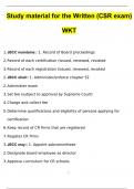 Study material for the Written (CSR exam) WKT Questions and Verified Answers (2024 / 2025)/ A+ GRADE