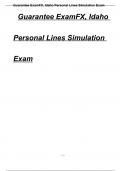 Guarantee ExamFX, Idaho Personal Lines Simulation Exam Questions and Answers (2024 / 2025) Updated Latest (Verified Answers)