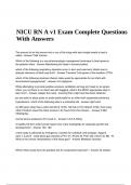 NICU RN A v1 Exam Complete Questions With Answers.