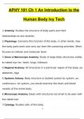 Ivy Tech APHY 101 Ch 1 An Introduction to the Human Body Questions and Verified Answers (2024 / 2025)/ A+ GRADE