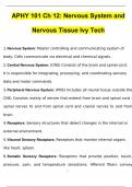 Ivy Tech APHY 101 Ch 12 Nervous System and Nervous Tissue  Questions and Verified Answers (2024 / 2025)/ A+ GRADE