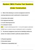 Random CMCA Practice Test Questions (Under Construction) Questions and Verified Answers (2024 / 2025)/ A+ GRADE