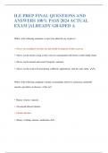 ILE PREP FINAL QUESTIONS AND ANSWERS 100% PASS 2024 ACTUAL EXAM |ALREADY GRADED A