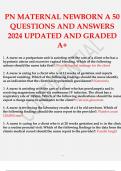 PN MATERNAL NEWBORN A 50 QUESTIONS AND ANSWERS 2024 UPDATED AND GRADED A+