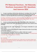 PN MATERNAL NEWBORN A 50 QUESTIONS AND ANSWERS 2024 UPDATED AND GRADED A+ PN MATERNAL NEWBORN PRACTICE B