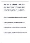 NHA LINE OF SERVICE EXAM 2023- 2024 QUESTIONS WITH COMPLETE  SOLUTIONS ALREADY GRADED A+