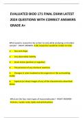 EVALUATED BIOD 171 FINAL EXAM LATEST 2024 QUESTIONS WITH CORRECT ANSWERS GRADE A+