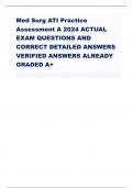 Med Surg ATI Practice  Assessment A 2024 ACTUAL  EXAM QUESTIONS AND  CORRECT DETAILED ANSWERS  VERIFIED ANSWERS ALREADY  GRADED A+ 