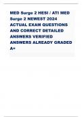 MED Surge 2 HESI / ATI MED  Surge 2 NEWEST 2024  ACTUAL EXAM QUESTIONS  AND CORRECT DETAILED  ANSWERS VERIFIED  ANSWERS ALREADY GRADED  A+ 