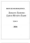 BIOD 322 MOD 4 NEUROSCIENCE SENSORY SYSTEMS LATEST REVIEW EXAM Q & A 2024