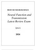 BIOD 322 MOD 2 NEUROSCIENCE NEURAL FUNCTION & TRANSMISSION LATEST REVIEW