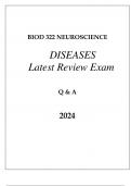 BIOD 322 MOD 8 NEUROSCIENCE DISEASES LATEST REVIEW EXAM Q & A 2024.