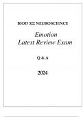 BIOD 322 MOD 6 NEUROSCIENCE EMOTION LATEST REVIEW EXAM Q & A 2024.