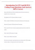 Introduction To CPT And HCPCS  Coding Exam Questions And Answers 100% Correct