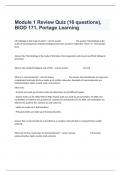  Module 1 Review Quiz (16 questions), BIOD 171, Portage Learning Study Guide With Complete Answers.