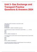 Unit 3- Gas Exchange and Transport Practice Questions & Answers 2024