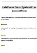 NASM Senior Fitness Specialist Exam Questions and Answers (2024 / 2025) (Verified Answers)