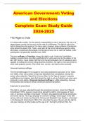 American Government: Voting and Elections Complete Exam Study Guide 2024-2025