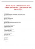 Pharm Module 1: Introduction to Basic Clinical Pharmacology Exam Questions And Answers 2024