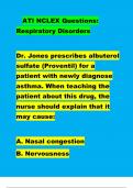 ATI NCLEX Questions:  Respiratory Disorders