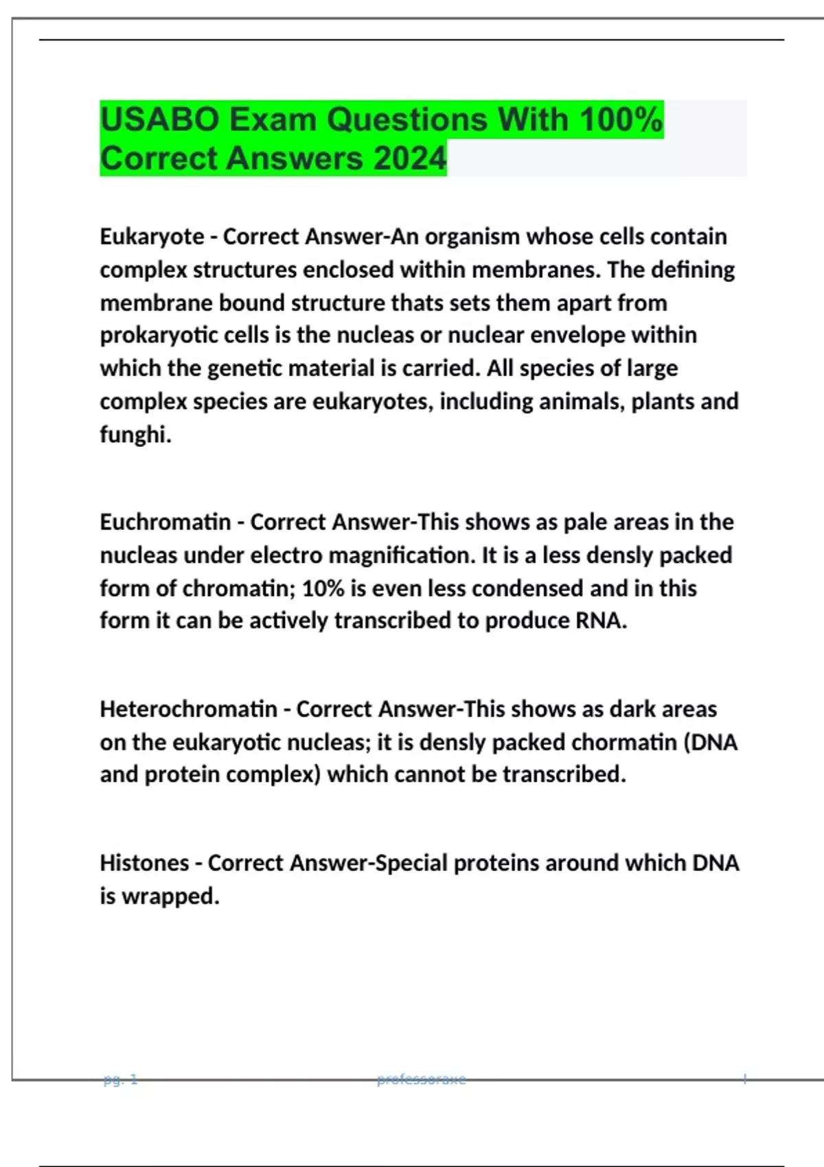 USABO Exam Questions With 100 Correct Answers 2024 USABO Stuvia US