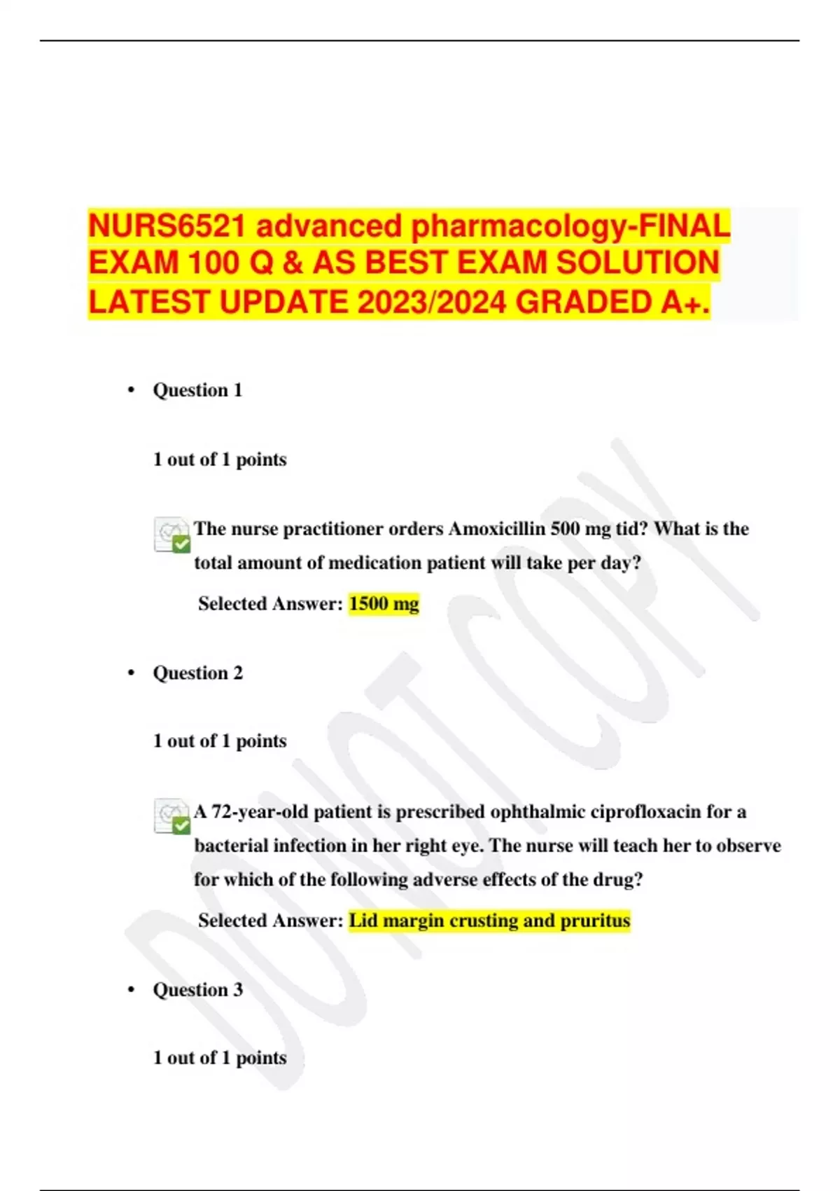 NURS6521 Advanced Pharmacology-FINAL EXAM 100 Q & AS BEST EXAM SOLUTION ...