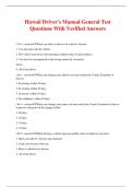 Hawaii Driver's Manual General Test Questions With Verified Answers