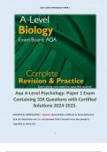 Aqa A-Level Psychology: Paper 1 Exam Containing 334 Questions with Certified Solutions 2024-2025.