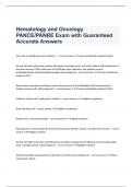 Hematology and Oncology PANCE/PANRE Exam with Guaranteed Accurate Answers