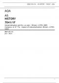 AQA AS HISTORY 7041/1F Industrialisation and the people: Britain, c1783–1885 Component 1F The impact of industrialisation: Britain, c1783–1832 Mark scheme June 2023