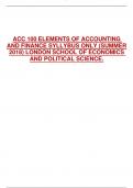 ACC 100 ELEMENTS OF ACCOUNTING AND FINANCE (SUMMER 2018) EXAM QUESTIONS  (LSE)