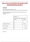 AQA A-LEVEL ACCOUNTING FOR ANALYSIS AND  DECISION MAKING (PAPER 2)