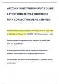 ARIZONA CONSTITUTION STUDY GUIDE  LATEST UPDATE 2024 QUESTIONS  WITH CORRECTANSWERS VERIFIED