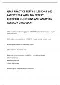 QMA PRACTICE TEST #1 (LESSONS 1-7)  LATEST 2024 WITH 20+ EXPERT  CERTIFIED QUESTIONS AND ANSWERS I  ALREADY GRADED A+