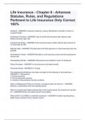 Life Insurance - Chapter 6 - Arkansas Statutes, Rules, and Regulations Pertinent to Life Insurance Only Correct 100%