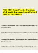 NCC EFM Exam Practice Questions With Verified Answers Latest Updated | NCC EFM Electronic Fetal Monitoring Certification Exam Questions and Answers & NCC EFM Practice Questions and Answers Latest Update 2024/2025 (GRADED)