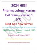 2024 HESI Pharmacology Nursing Exit Exam – Version 1 (V1):  Next-Gen New Format (All Q&A)