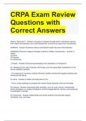CRPA Exam Review Questions with Correct Answers