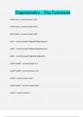 Trigonometry - Trig Functions Questions and answers latest update 