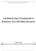 Test Bank for Egan’s Fundamentals of Respiratory Care 12th Edition Kacmarek Type here]